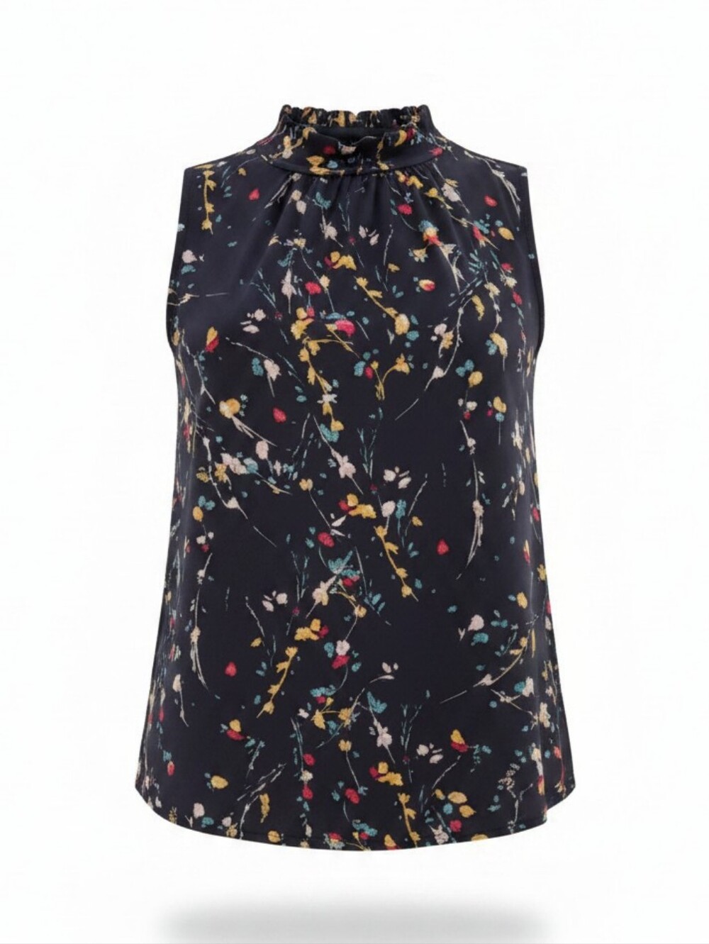 Banana Republic Navy Floral Mock Neck Sleeveless - Picture 3 of 4